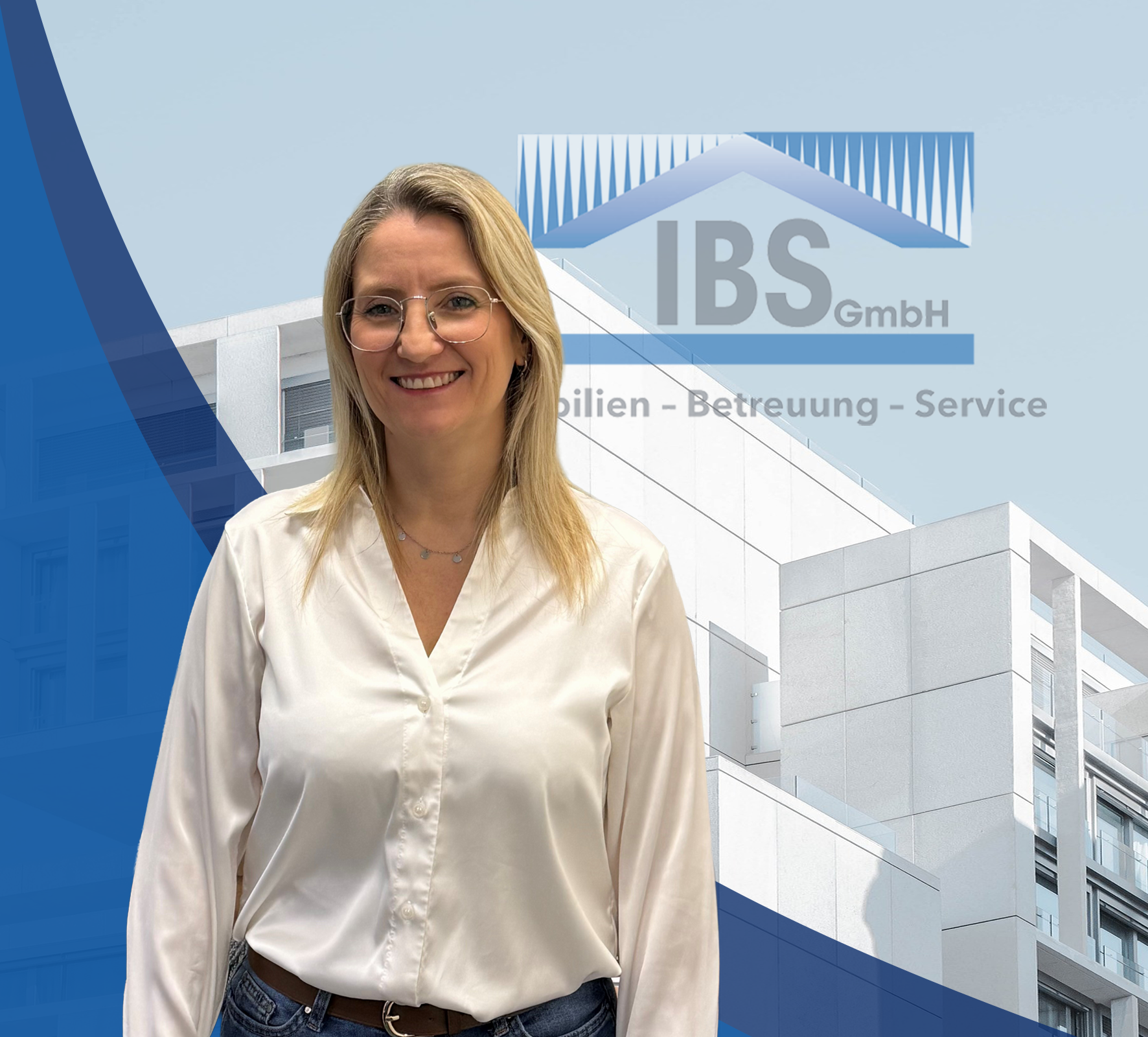 Portrait von Sabrina vor dem IBS Logo